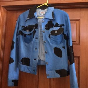Cowhide  Kippy  jacket black and light blue